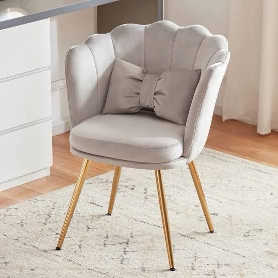 Scalloped Accent Chair — Velvet, brass legs