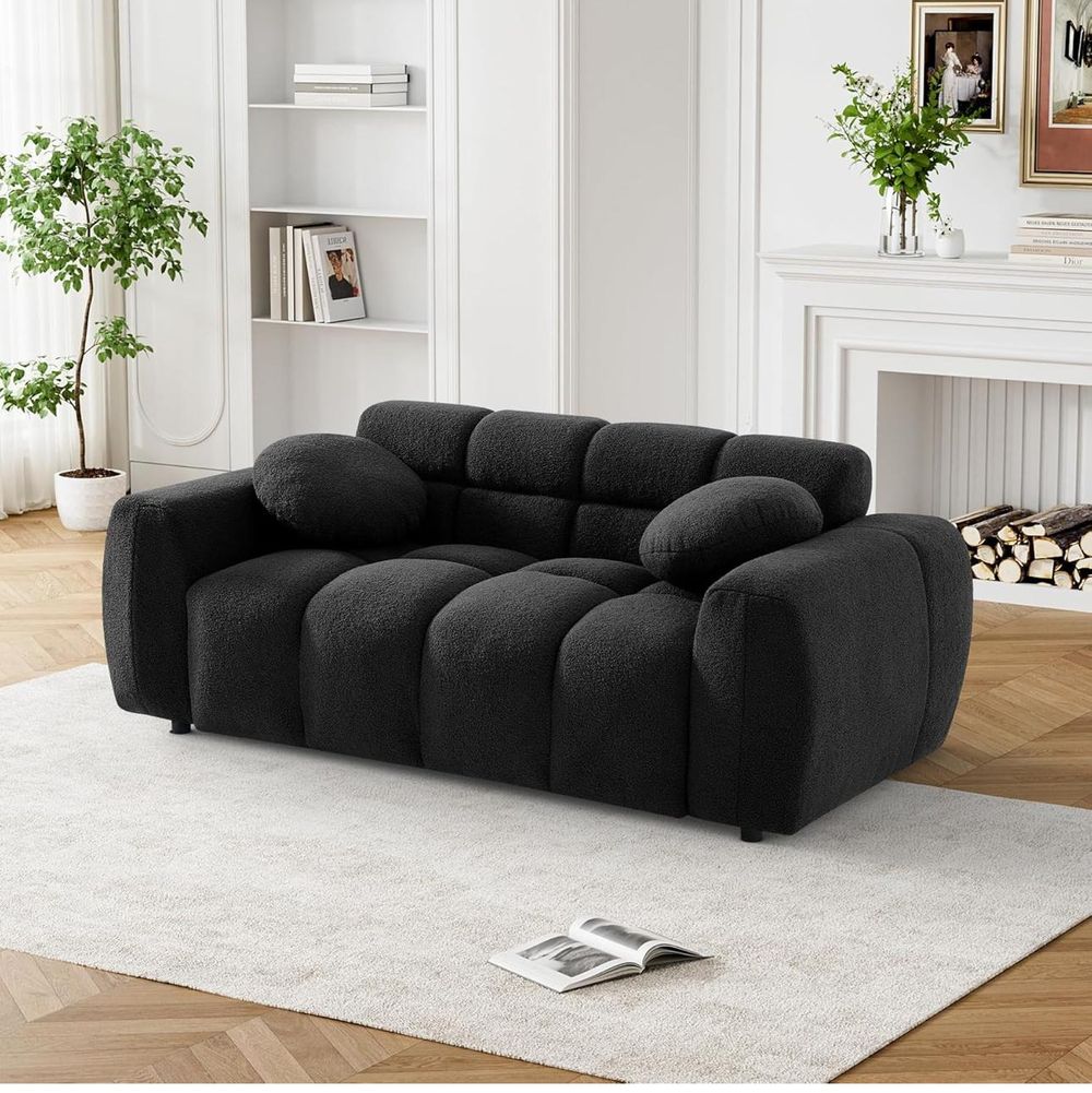 Channel-Tufted Sofa — Bouclé upholstery