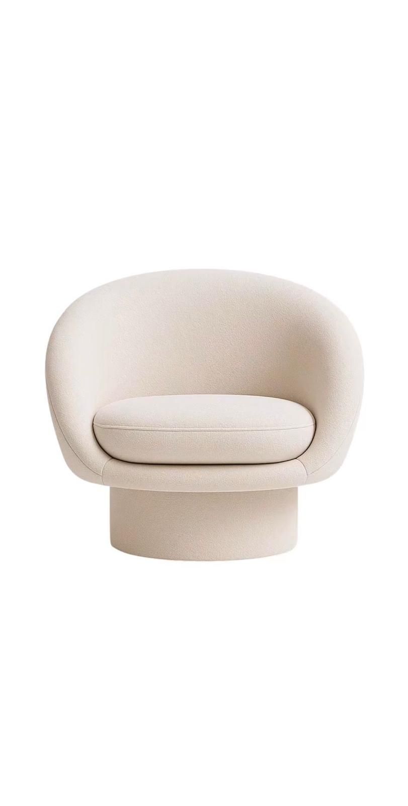 Sculptural Swivel Chair — Bouclé, pedestal base