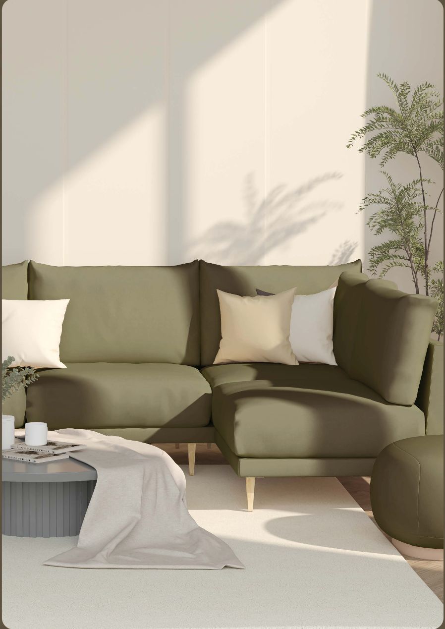 Sectional Sofa — Olive velvet