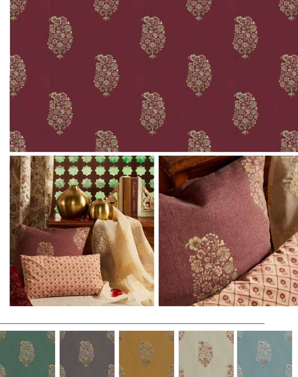 Paisley Weave — Wine & gold tones
