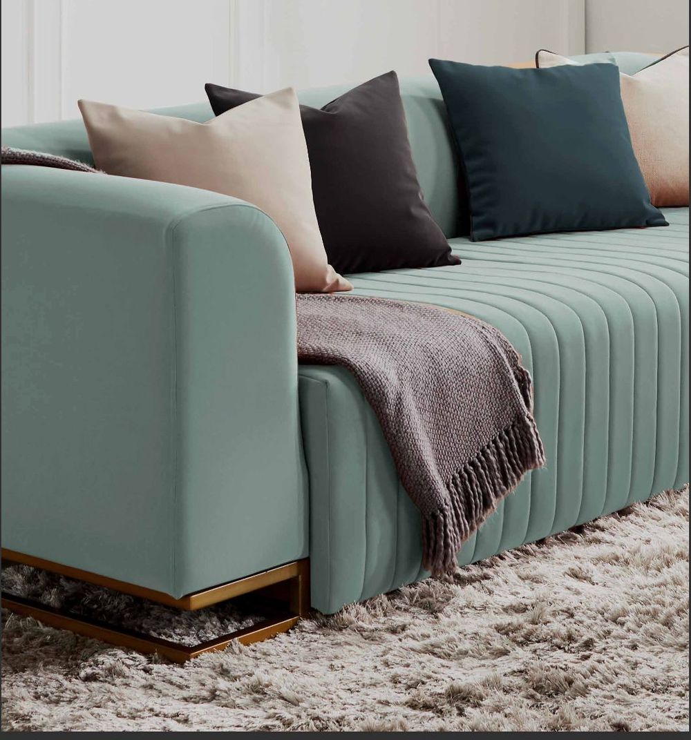 Sage Velvet Sofa — Arm detail