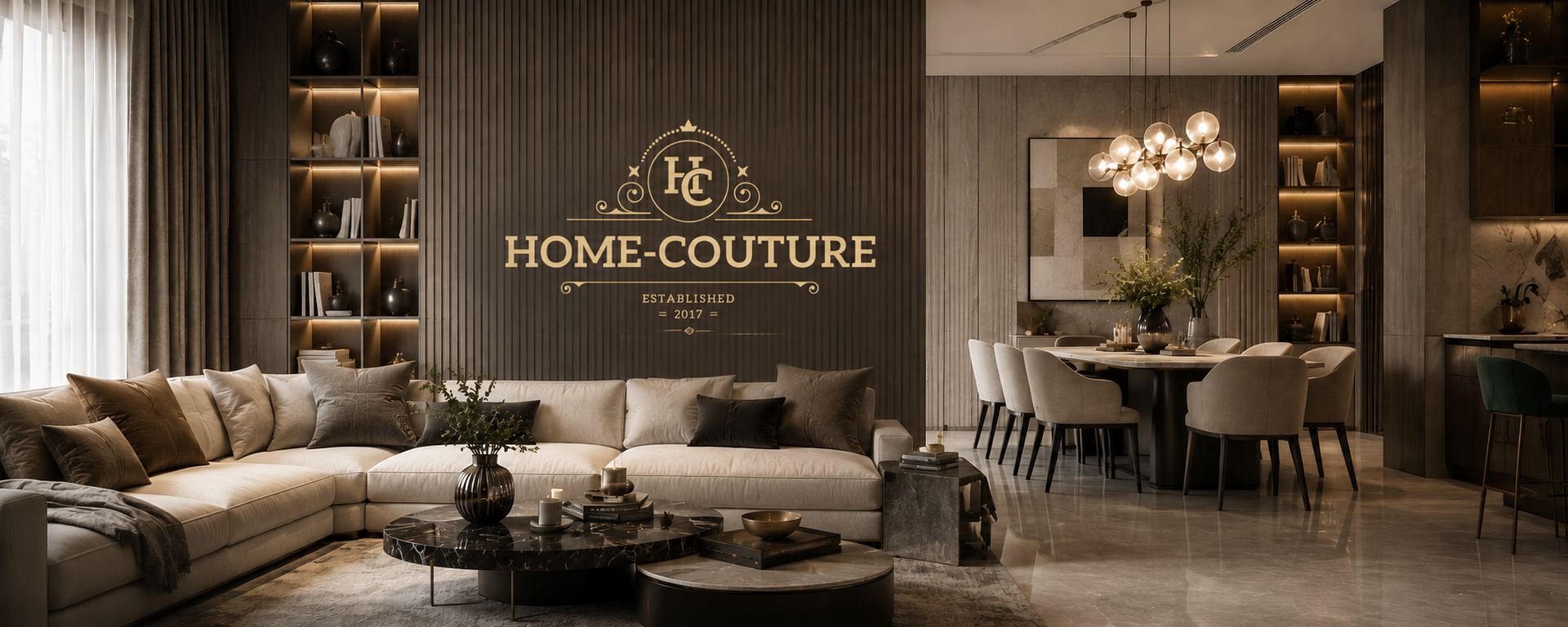 Home Couture showroom living and dining room
